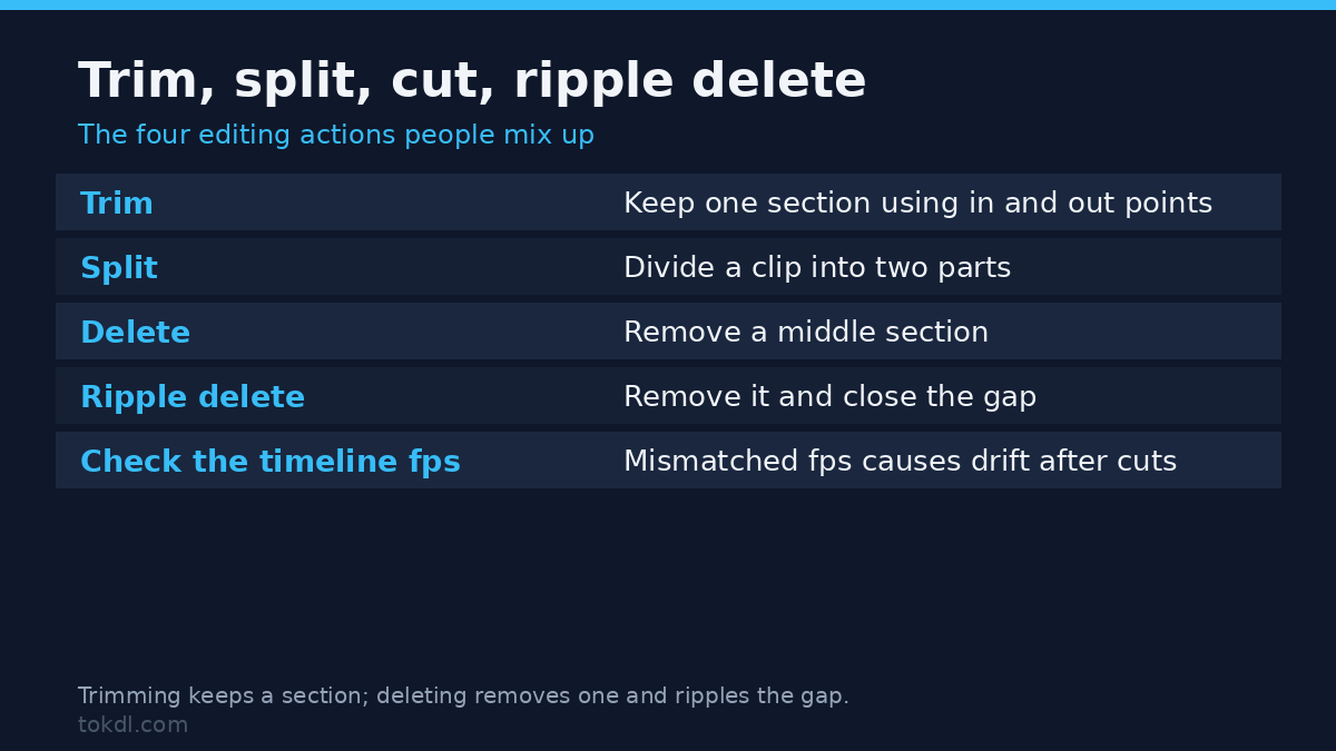 How to trim a video: trim, split, delete and ripple delete explained