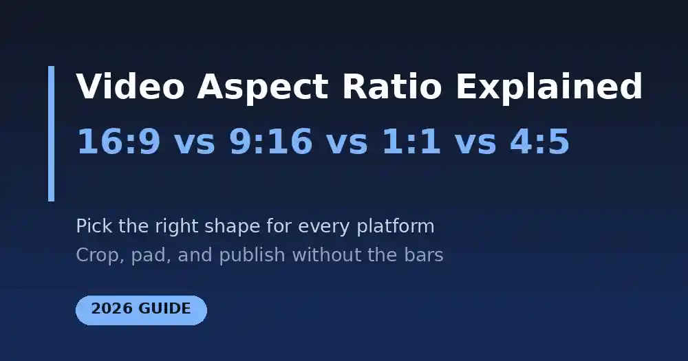 Video Aspect Ratio Explained: 16:9 vs 9:16 vs 1:1 vs 4:5 (2026 Guide)