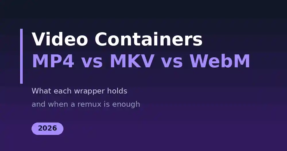 Video Container Formats Explained: MP4 vs MKV vs MOV vs WebM (2026)